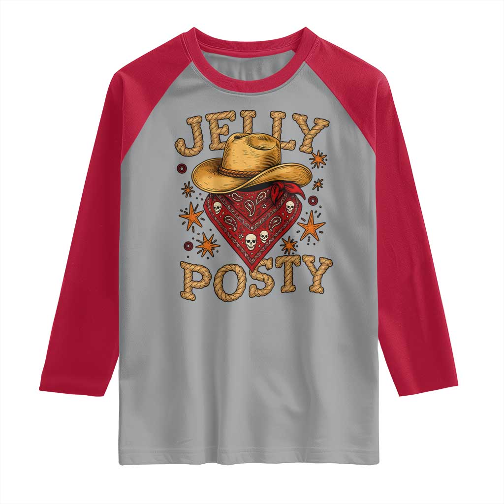 Jelly Posty Cowboy Bandana Raglan Shirt Funny Country Western Rodeo - Wonder Print Shop