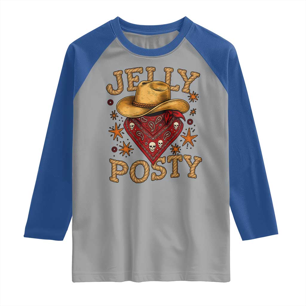 Jelly Posty Cowboy Bandana Raglan Shirt Funny Country Western Rodeo - Wonder Print Shop