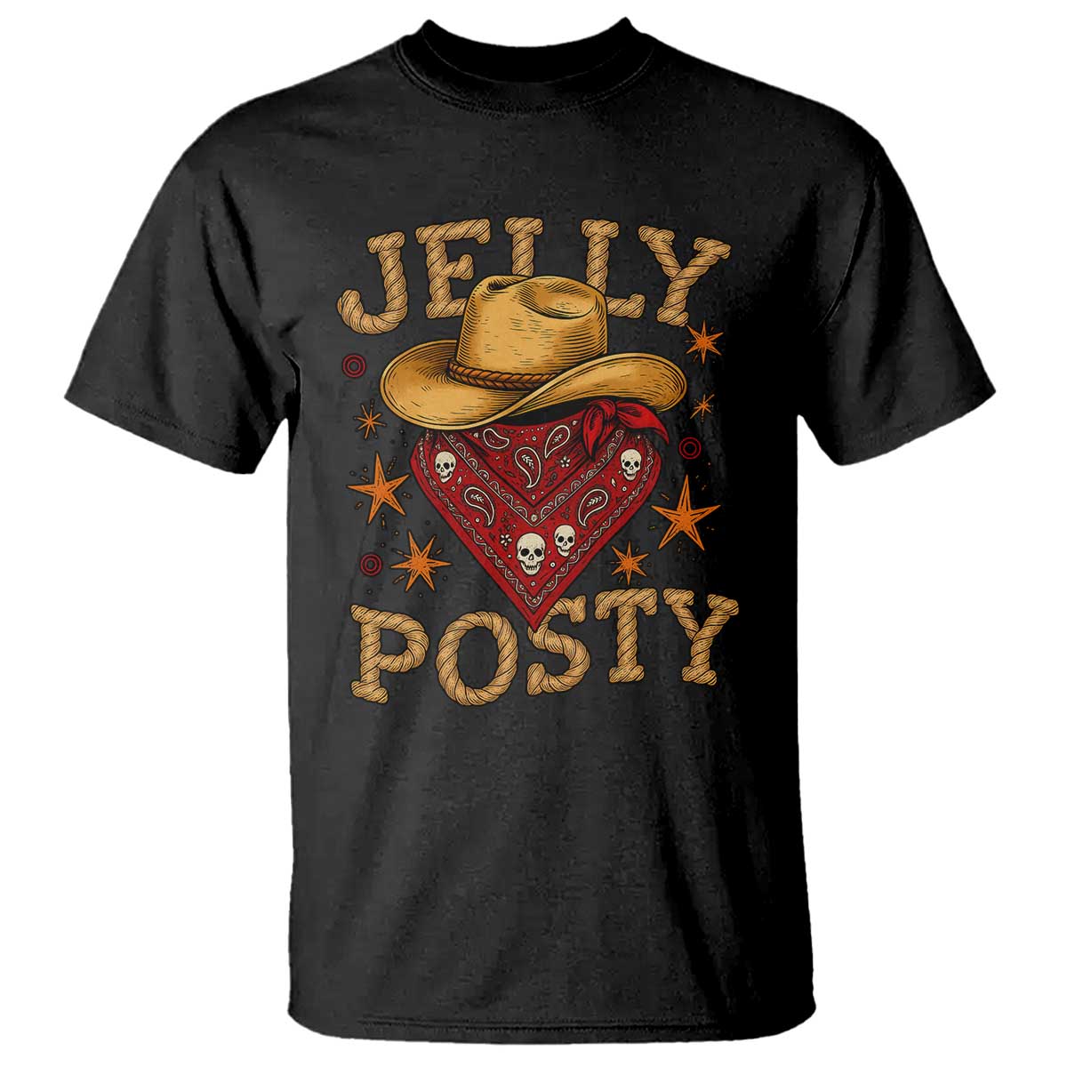 Jelly Posty Cowboy Bandana T Shirt Funny Country Western Rodeo - Wonder Print Shop