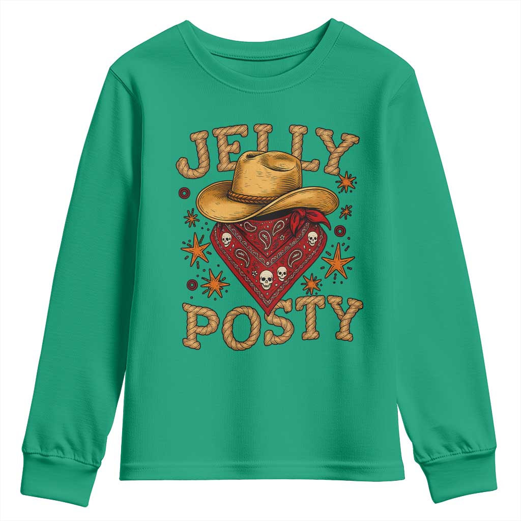 Jelly Posty Cowboy Bandana Youth Sweatshirt Funny Country Western Rodeo - Wonder Print Shop