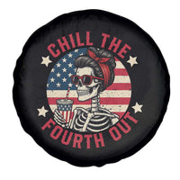 Retro Skeleton 4th of July Spare Tire Cover Chill The Fourth Out Funny Patriotic American Flag