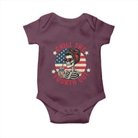 Retro Skeleton 4th of July Baby Onesie Chill The Fourth Out Funny Patriotic American Flag