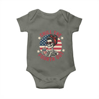 Retro Skeleton 4th of July Baby Onesie Chill The Fourth Out Funny Patriotic American Flag