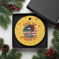 Retro Skeleton 4th of July Ceramic Ornament Chill The Fourth Out Funny Patriotic American Flag - Wonder Print Shop