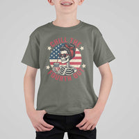 Retro Skeleton 4th of July T Shirt For Kid Chill The Fourth Out Funny Patriotic American Flag