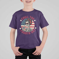 Retro Skeleton 4th of July T Shirt For Kid Chill The Fourth Out Funny Patriotic American Flag