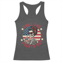 Retro Skeleton 4th of July Racerback Tank Top Chill The Fourth Out Funny Patriotic American Flag