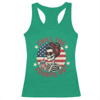 Retro Skeleton 4th of July Racerback Tank Top Chill The Fourth Out Funny Patriotic American Flag