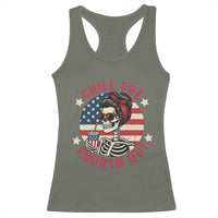Retro Skeleton 4th of July Racerback Tank Top Chill The Fourth Out Funny Patriotic American Flag