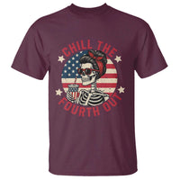 Retro Skeleton 4th of July T Shirt Chill The Fourth Out Funny Patriotic American Flag