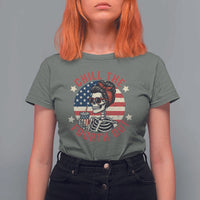 Retro Skeleton 4th of July T Shirt For Women Chill The Fourth Out Funny Patriotic American Flag