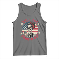 Retro Skeleton 4th of July Tank Top Chill The Fourth Out Funny Patriotic American Flag