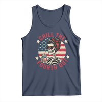 Retro Skeleton 4th of July Tank Top Chill The Fourth Out Funny Patriotic American Flag