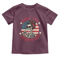 Retro Skeleton 4th of July Toddler T Shirt Chill The Fourth Out Funny Patriotic American Flag