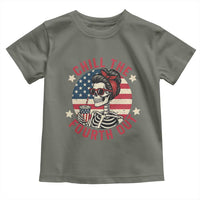 Retro Skeleton 4th of July Toddler T Shirt Chill The Fourth Out Funny Patriotic American Flag