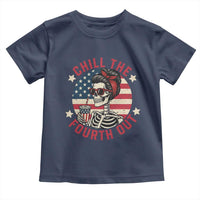 Retro Skeleton 4th of July Toddler T Shirt Chill The Fourth Out Funny Patriotic American Flag