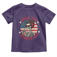 Retro Skeleton 4th of July Toddler T Shirt Chill The Fourth Out Funny Patriotic American Flag