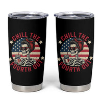 Retro Skeleton 4th of July Tumbler Cup Chill The Fourth Out Funny Patriotic American Flag