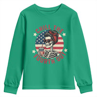 Retro Skeleton 4th of July Youth Sweatshirt Chill The Fourth Out Funny Patriotic American Flag