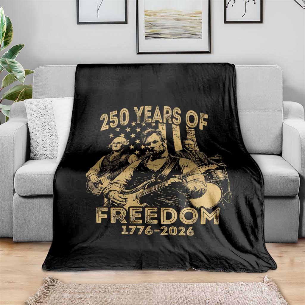 250 Years of Freedom US Presidents Rock Band Throw Blanket Funny Abraham Lincoln George Washington Teddy Roosevelt Concert 1776 to 2026