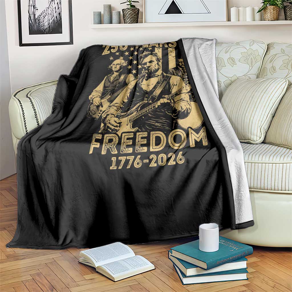 250 Years of Freedom US Presidents Rock Band Throw Blanket Funny Abraham Lincoln George Washington Teddy Roosevelt Concert 1776 to 2026