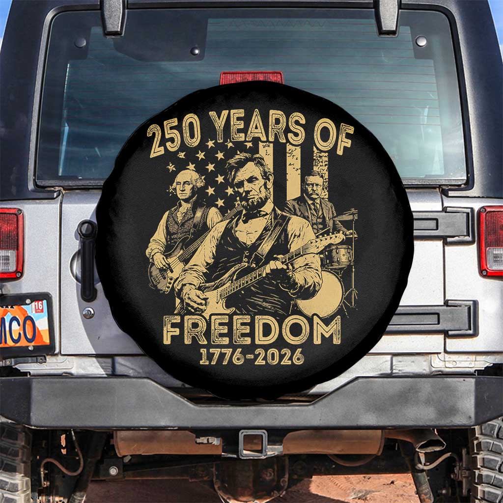 250 Years of Freedom US Presidents Rock Band Spare Tire Cover Funny Abraham Lincoln George Washington Teddy Roosevelt Concert 1776 to 2026