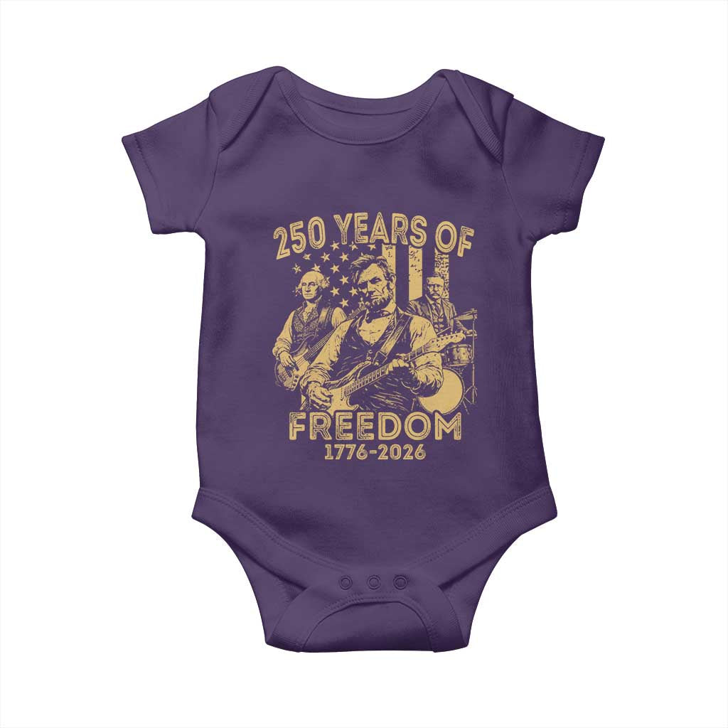 250 Years of Freedom US Presidents Rock Band Baby Onesie Funny Abraham Lincoln George Washington Teddy Roosevelt Concert 1776 to 2026