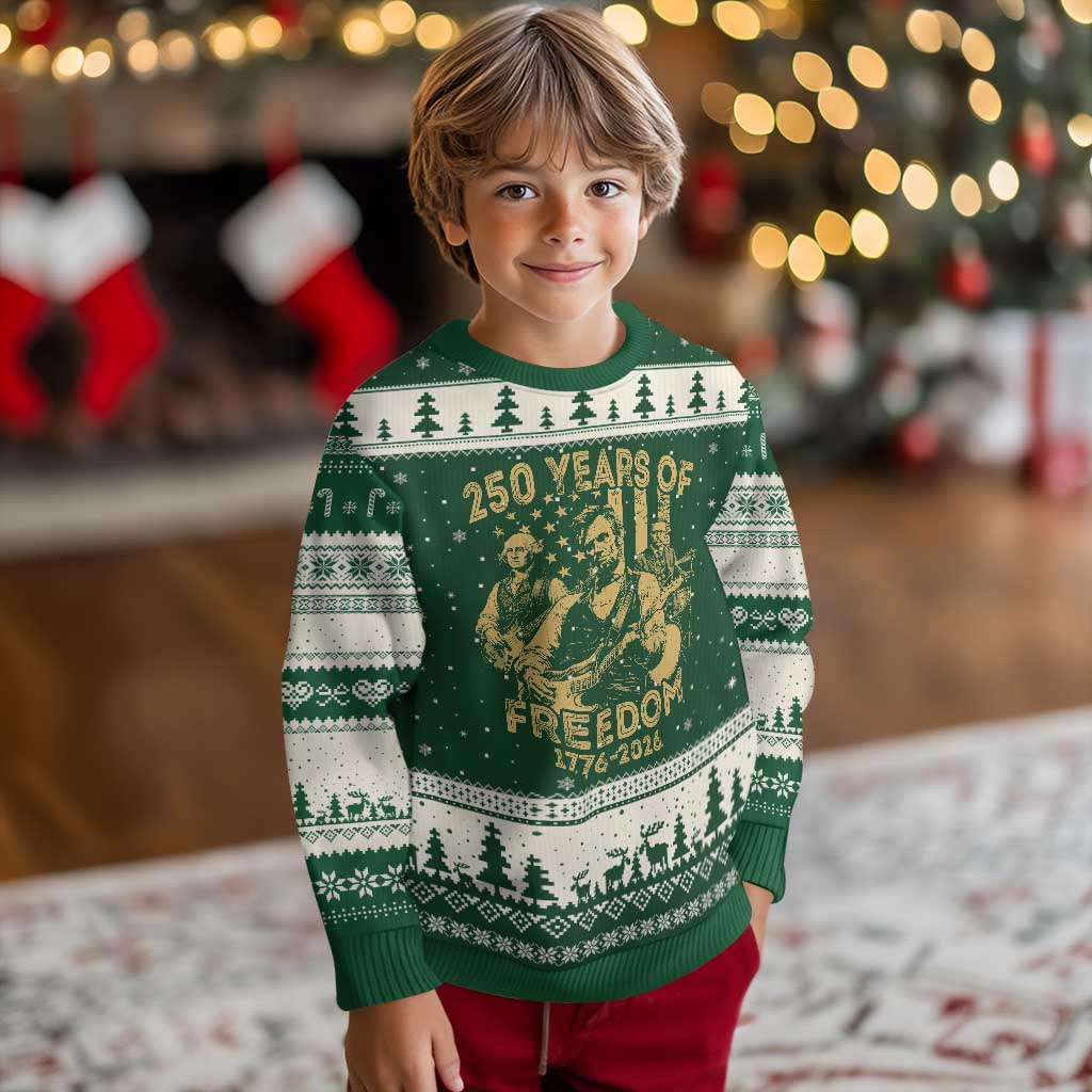 250 Years of Freedom US Presidents Rock Band Ugly Christmas Sweater Funny Abraham Lincoln George Washington Teddy Roosevelt Concert 1776 to 2026