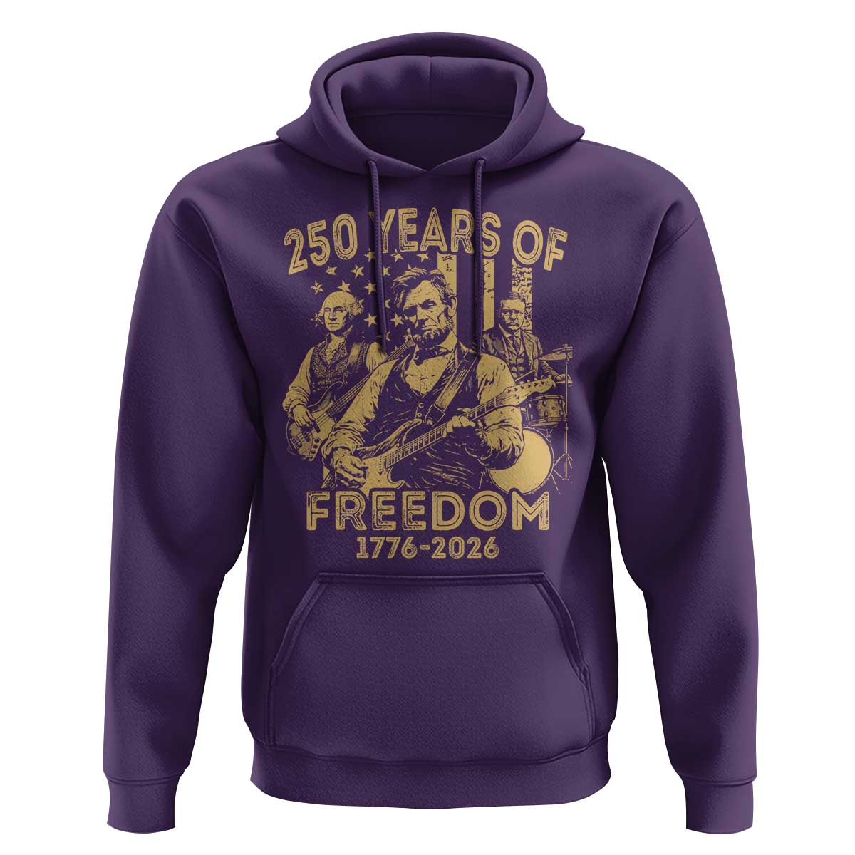 250 Years of Freedom US Presidents Rock Band Hoodie Funny Abraham Lincoln George Washington Teddy Roosevelt Concert 1776 to 2026