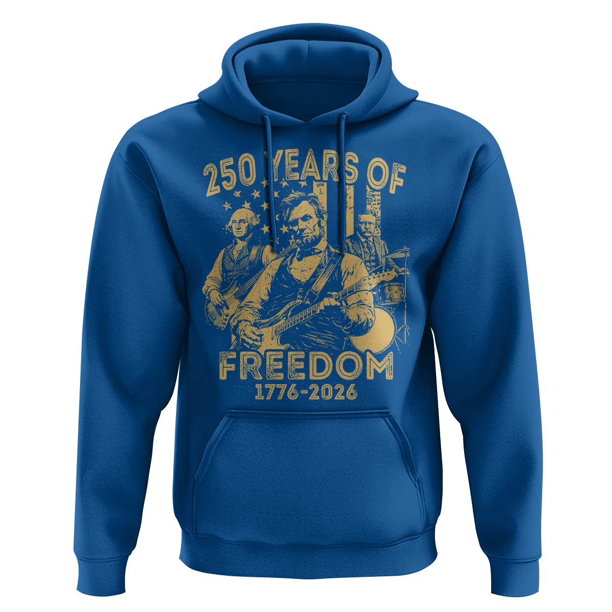 250 Years of Freedom US Presidents Rock Band Hoodie Funny Abraham Lincoln George Washington Teddy Roosevelt Concert 1776 to 2026