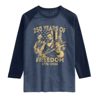 250 Years of Freedom US Presidents Rock Band Raglan Shirt Funny Abraham Lincoln George Washington Teddy Roosevelt Concert 1776 to 2026
