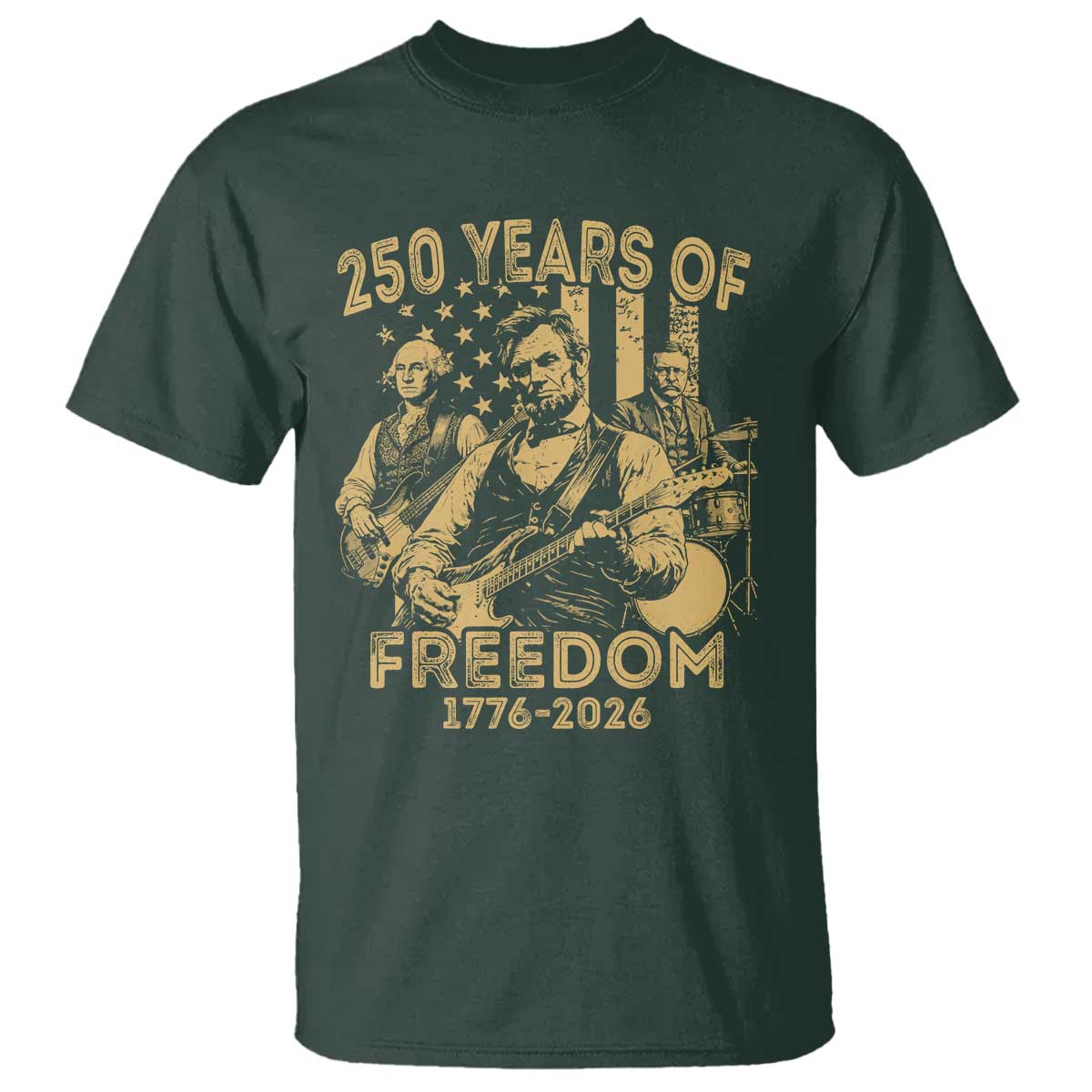 250 Years of Freedom US Presidents Rock Band T Shirt Funny Abraham Lincoln George Washington Teddy Roosevelt Concert 1776 to 2026