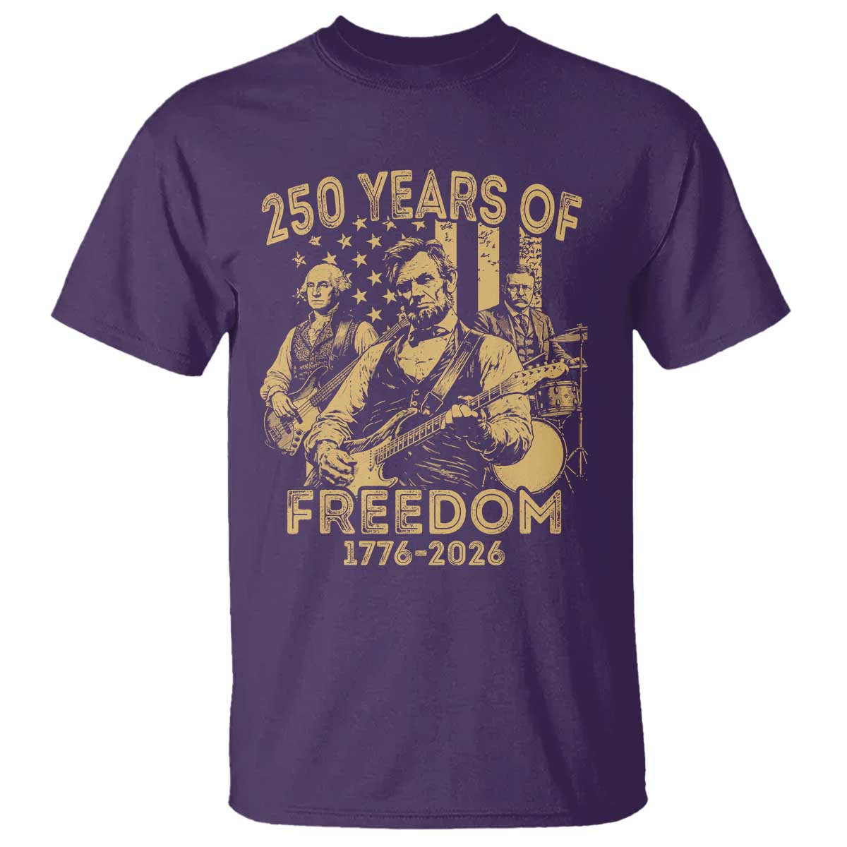 250 Years of Freedom US Presidents Rock Band T Shirt Funny Abraham Lincoln George Washington Teddy Roosevelt Concert 1776 to 2026