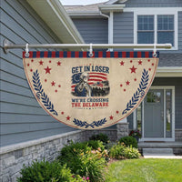 Get In Loser We're Crossing The Delaware Uncle Sam Style Patriotic Fan Flag Funny George Washington Pointing Vintage American Flag