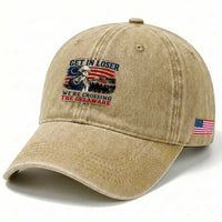 Get In Loser We're Crossing The Delaware Uncle Sam Style Washed Cotton Baseball Cap Funny George Washington Pointing Vintage American Flag Patriotic