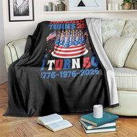 America Turns 250 I Turn 50 Funny 1976 Birthday Throw Blanket American Flag Cake 1776 to 2026 Semiquincentennial