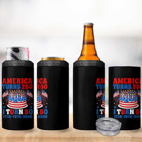 America Turns 250 I Turn 50 Funny 1976 Birthday 4 in 1 Can Cooler Tumbler American Flag Cake 1776 to 2026 Semiquincentennial