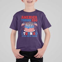 America Turns 250 I Turn 50 Funny 1976 Birthday T Shirt For Kid American Flag Cake 1776 to 2026 Semiquincentennial