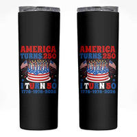 America Turns 250 I Turn 50 Funny 1976 Birthday Skinny Tumbler American Flag Cake 1776 to 2026 Semiquincentennial