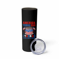 America Turns 250 I Turn 50 Funny 1976 Birthday Skinny Tumbler American Flag Cake 1776 to 2026 Semiquincentennial