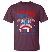 America Turns 250 I Turn 50 Funny 1976 Birthday T Shirt American Flag Cake 1776 to 2026 Semiquincentennial