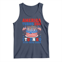 America Turns 250 I Turn 50 Funny 1976 Birthday Tank Top American Flag Cake 1776 to 2026 Semiquincentennial