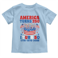 America Turns 250 I Turn 50 Funny 1976 Birthday Toddler T Shirt American Flag Cake 1776 to 2026 Semiquincentennial
