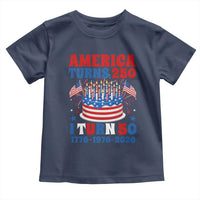 America Turns 250 I Turn 50 Funny 1976 Birthday Toddler T Shirt American Flag Cake 1776 to 2026 Semiquincentennial