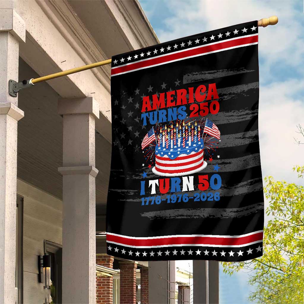 America Turns 250 I Turn 50 Funny 1976 Birthday Patriotic Garden Flag American Flag Cake 1776 to 2026 Semiquincentennial