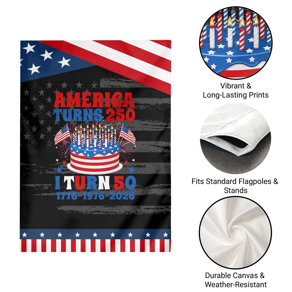 America Turns 250 I Turn 50 Funny 1976 Birthday Patriotic Garden Flag American Flag Cake 1776 to 2026 Semiquincentennial