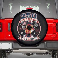 250 Years 1776 to 2026 Cartoon Hot Dog Spare Tire Cover Funny Uncle Sam Top Hat Waving American Flag Semiquincentennial