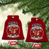 250 Years 1776 to 2026 Cartoon Hot Dog Ceramic Ornament Funny Uncle Sam Top Hat Waving American Flag Semiquincentennial