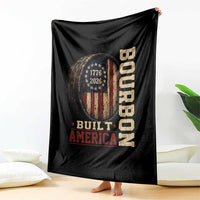 Bourbon Built America Vintage Distressed Graphic Throw Blanket American Flag Whiskey Barrel 1776 to 2026 Semiquincentennial Patriotic