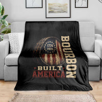 Bourbon Built America Vintage Distressed Graphic Throw Blanket American Flag Whiskey Barrel 1776 to 2026 Semiquincentennial Patriotic